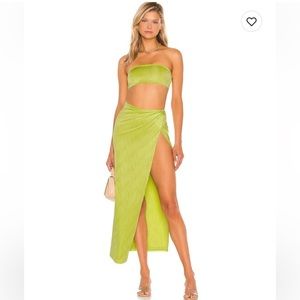 Superdown bandeau and side slit maxi skirt set